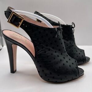 RED Valentino Black Leather Slingback High Heels Made in Italy